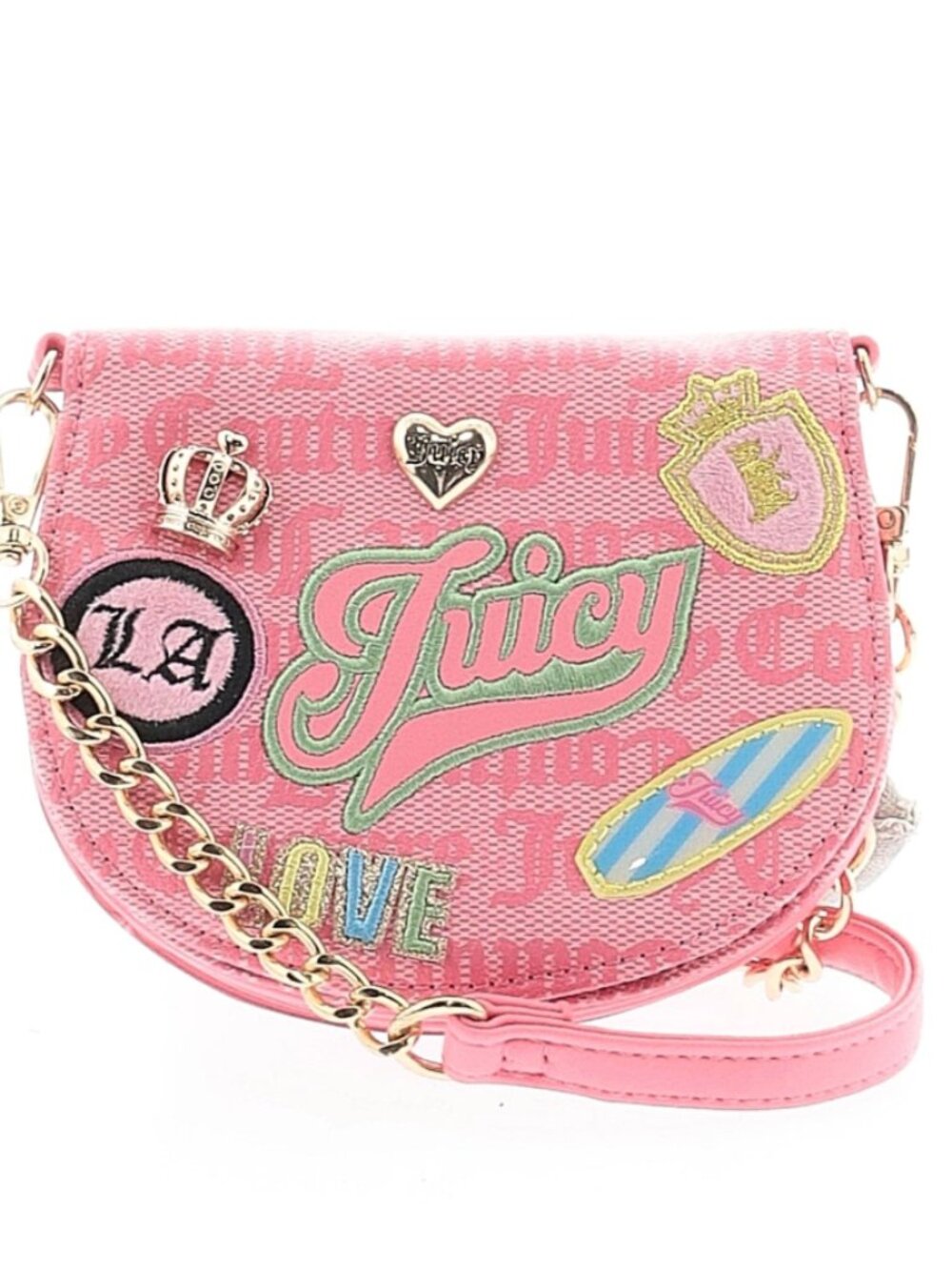 Juicy Couture "Juicy Run The World" Mini Rounded Flap Bifold Crossbody - Pink